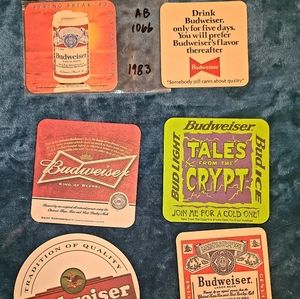 6 vintage Budwiser bar beer coaster 1983